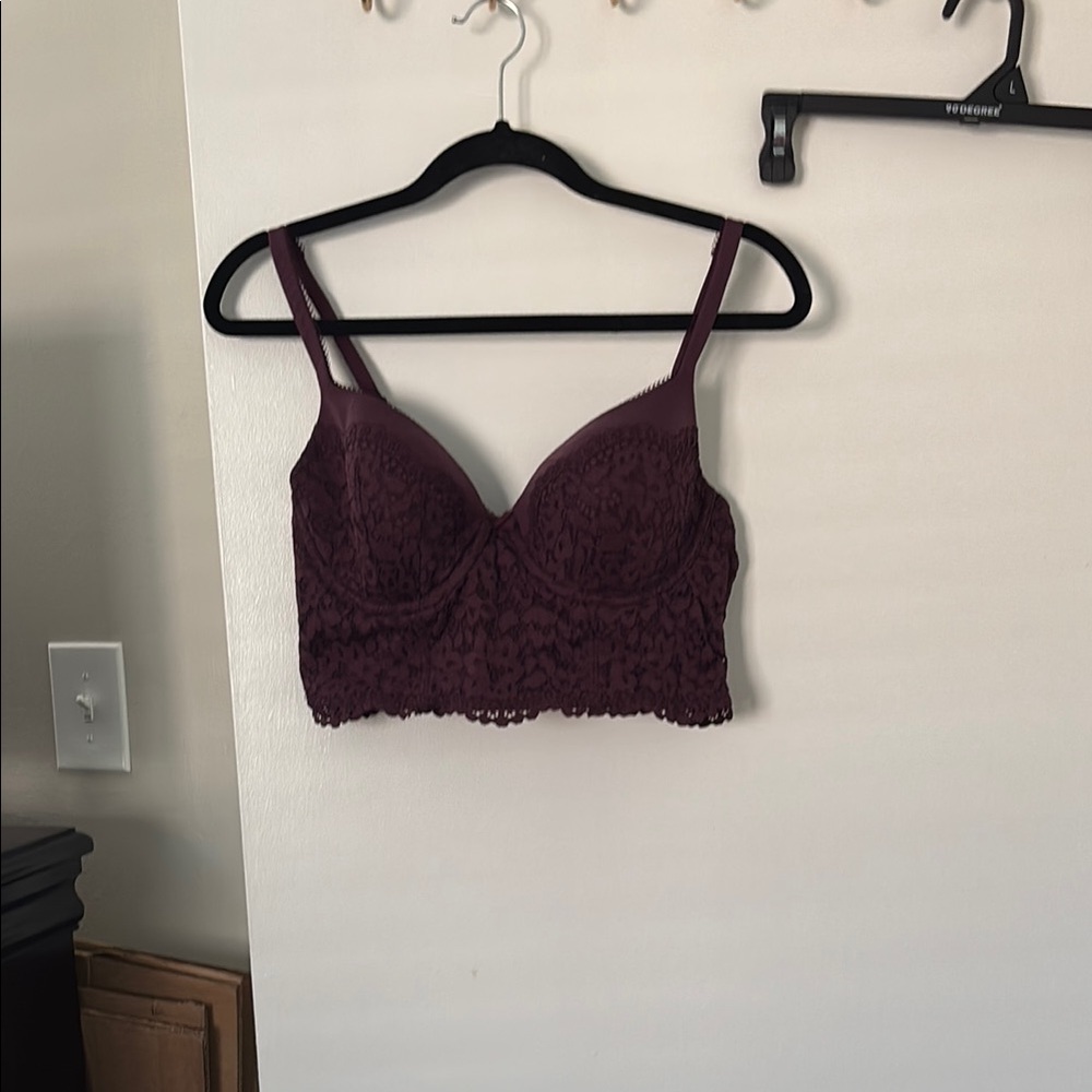 Victoria's Secret Plum Lace Longline Bra—Body by Victoria